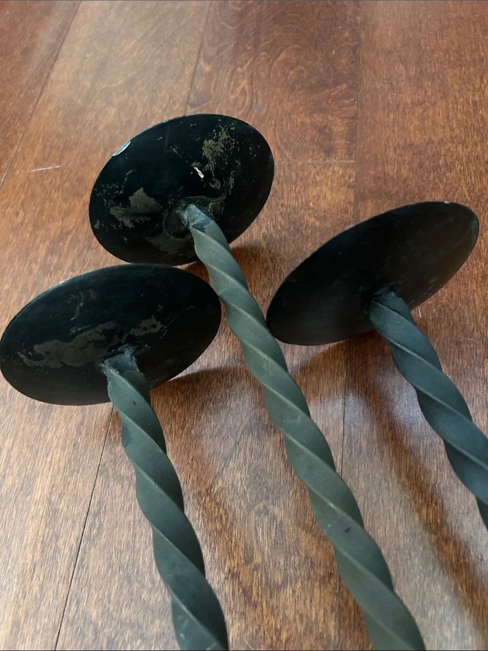 Tuscan Mom Rustic Twisted Metal Candle Holders - Black, Set of 3